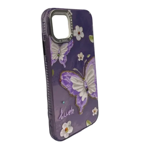 Purple Butterfly iPhone 11 Case with Rhinestone Accents - Image 2