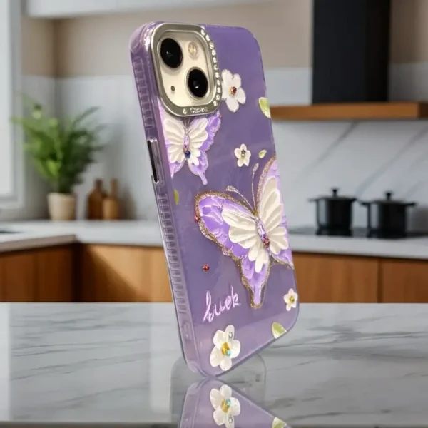 Purple Butterfly Bloom iPhone 13,14 Case - Image 2