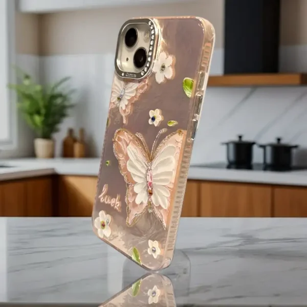 Golden Butterfly Bloom iPhone 13,14 Case - Image 3