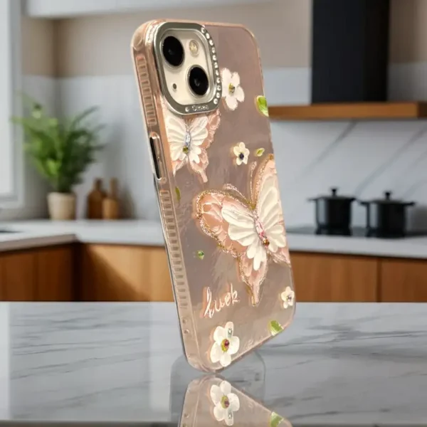 Golden Butterfly Bloom iPhone 13,14 Case - Image 2