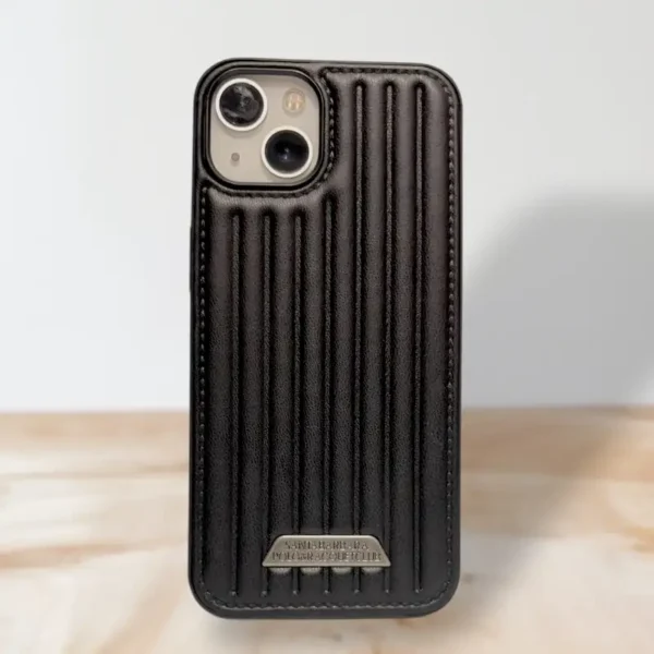 Sandro Barbara Black iPhone 13,14 Case - Premium Leather Textured Protective Cover