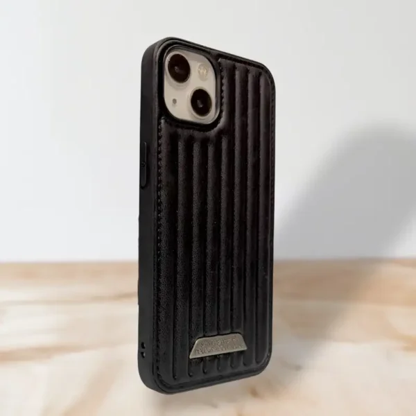 Sandro Barbara Black iPhone 13,14 Case - Premium Leather Textured Protective Cover - Image 2