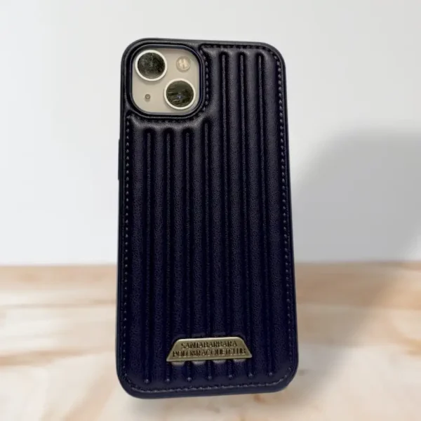 Sandro Barbara Blue iPhone 13,14 Case - Premium Leather Textured Protective Cover
