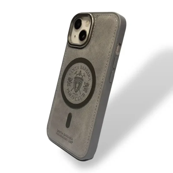 Elegant Santa Barbara Polo Club Leather Texture iPhone 13,14 Case with Classic Crest Design and Premium Stitching Finish - Image 3