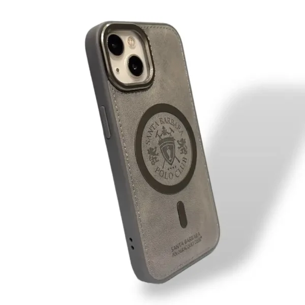 Elegant Santa Barbara Polo Club Leather Texture iPhone 13,14 Case with Classic Crest Design and Premium Stitching Finish - Image 2