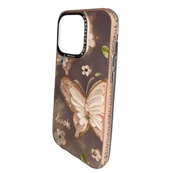 Butterfly Glitter iPhone 14 Pro Case - Bejeweled Floral Design - Image 3