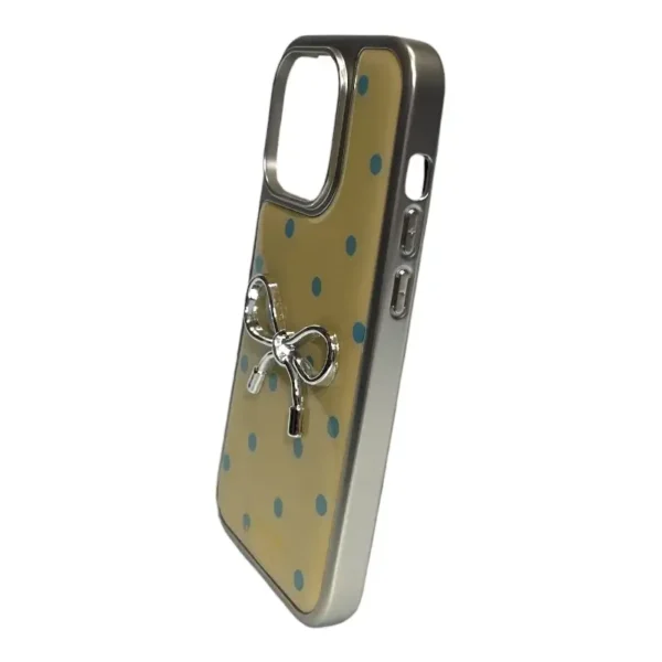 Cute Polka Dot iPhone 14 Pro Case with Bow - Freedom Design - Image 3