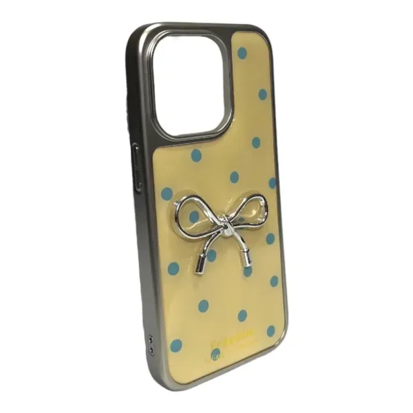 Cute Polka Dot iPhone 14 Pro Case with Bow - Freedom Design - Image 2