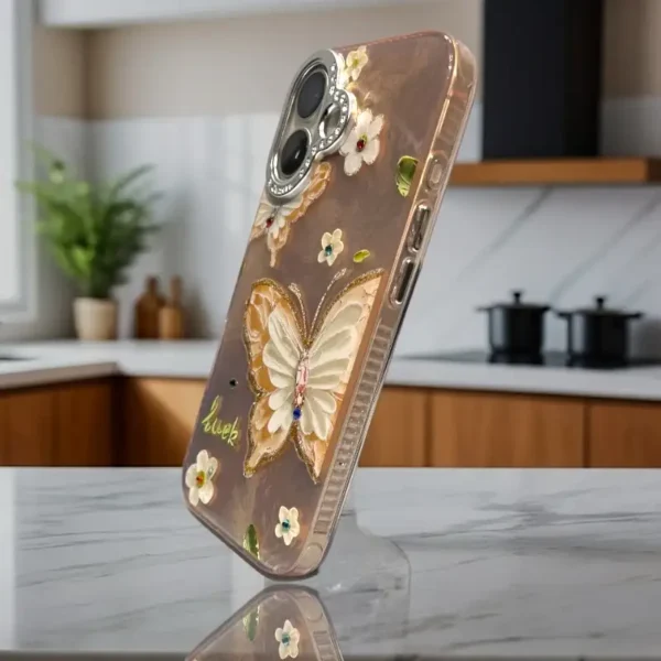 Golden Butterfly Bloom iPhone 16 Case - Image 3