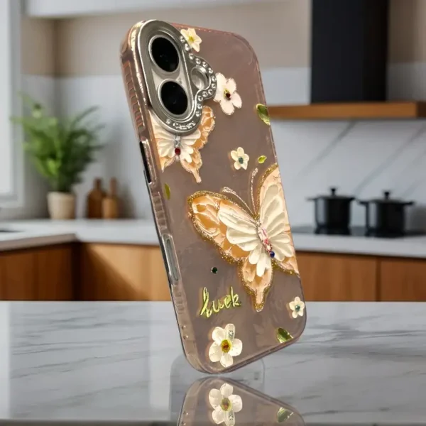 Golden Butterfly Bloom iPhone 16 Case - Image 2