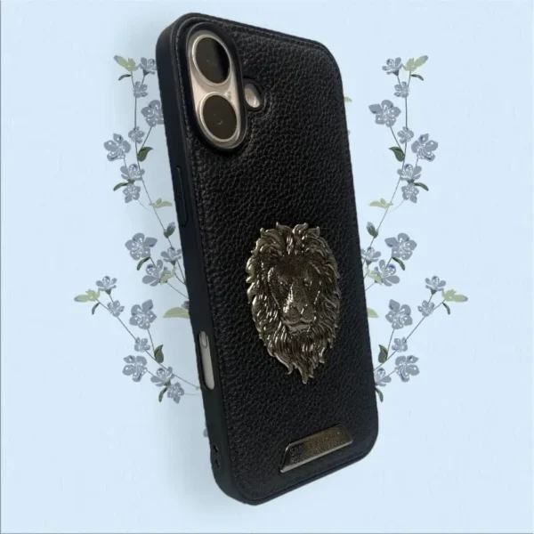 Royal Lion Emblem Leather iPhone 16 Case – Santa Barbara Edition - Image 2