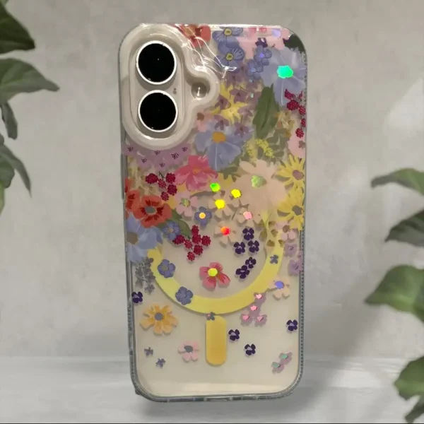 Floral Bloom MagSafe Glitter Case – iPhone 16