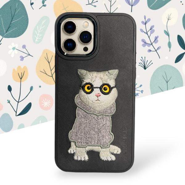 Cat embroidy case for iphone 12 12pro