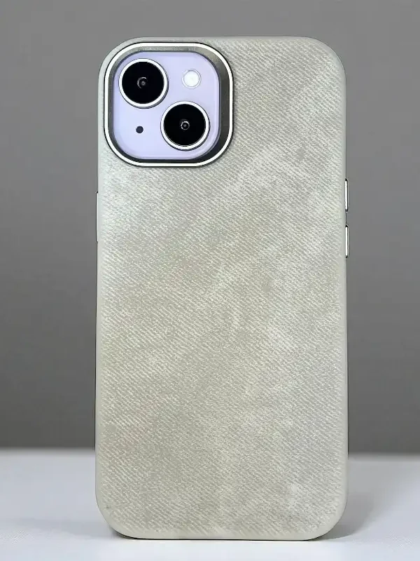 White Demin Fabric Case -Iphone 15