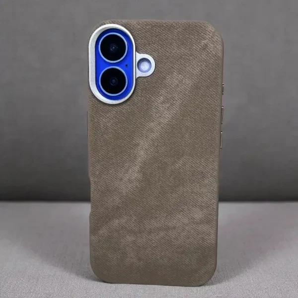Brown Demin Fabric Case -Iphone 16