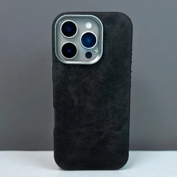 Black Denim Fabric Case -Iphone 16 pro