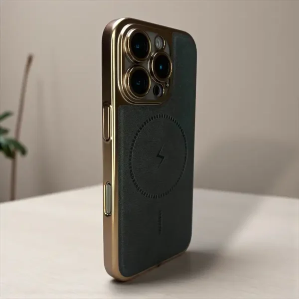 Grey Pu Leather Lens Protective Case -Iphone 14 pro - Image 2